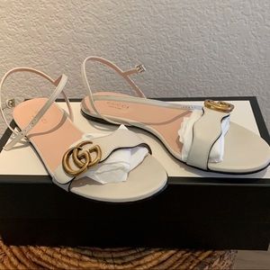 White Gucci sandals with box